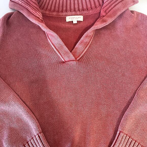DEMYLEE Collared Cotton Sweater in Faded Red Size S - Picture 7 of 12